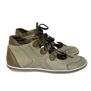 Softwaves Softy's Light Comfort Sneakers Perforated Leather Lace Up Shoes Tan 37